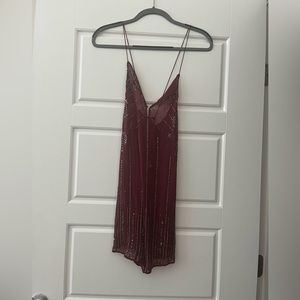 Free People Sparkly Slip Dress Red
